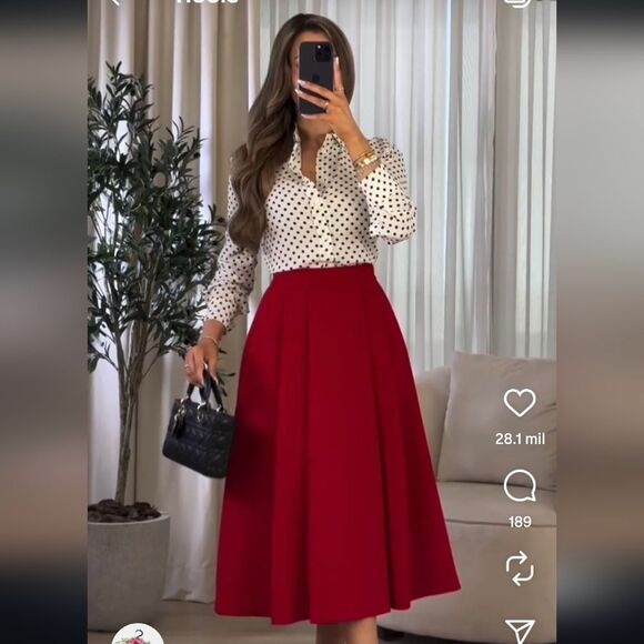 Nwt ZARA TAILORED VOLUMINOUS SKIRT RED - Picture 6 of 15